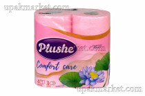 Туалетная бумага PLUSHE "Comfort Сare" 3х сл. 15м Розовая (4 рулона в упаковке) ароматизированная