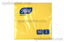 Салфетки 24х24 GrandPero, 2-слойные, 50 листов, желтые