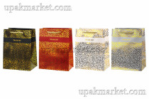 Пакет бумажный подарочный 18х23х10см Люкс с тиснением микс