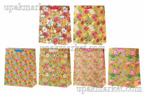 Пакет бумажный подарочный 32х26х12см "Крафт цветы"