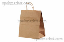 Пакет крафт с крученой ручкой б/п 240х140х280 крафт 70гр ПП