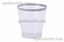 Стакан Кристалл 0,200л PS прозрачный серебро (металлизированная каемка) УП /6уп х 45шт/