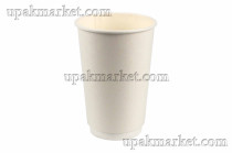 Стакан бумажный 0,450л 90мм ГН Белый "матовый" 2-х слойный ProstoKap /20уп х 19шт/ 