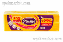 Салфетки 24х24см 1 слой 500 листов Интенсив желтые PLUSHE