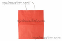 Пакет крафт с крученой ручкой 240х140х280 красный без печати 80гр AVIORA