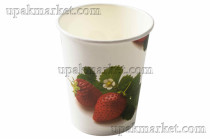 Стакан бумажный 250мл 80мм "Клубника 3Д" Marin