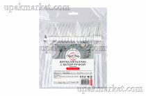 Вилка пластиковая с белой ручкой 200мм "Металлик"  /36уп х 18шт/