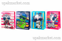 Пакет бумажный подарочный 26х32х12см Люкс микс