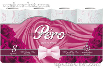 Туалетная бумага PERO ROSE 3-х слойная, по 8 рулонов в упаковке