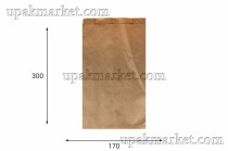 Пакет бумажный пищевой 300х170х70 Вельгийский крафт бурый 40гр НПФ ЛПК