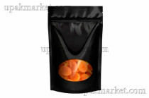 Пакет бумажный дой-пак ЧЕРНЫЙ 135х225 (40+40)  с овальным окном 