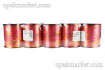 Лента 0,5 см Рабочая с золотой полосой красная  (250ярд) (5 бабин)