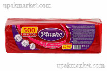 Салфетки 24х24 1 слойные 500 листов Интенсив красные PLUSHE 