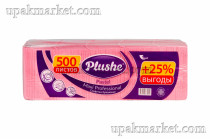 Салфетки 24х24 1-слойные, 500 листов Пастель розовые PLUSHE 