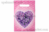 Пакет с вырубной ручкой 20х30см "Сердечко" Интерпак /20уп х 100шт/