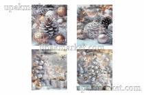 Пакет бумажный подарочный НГ 12х14х6см "Люкс" с блестками