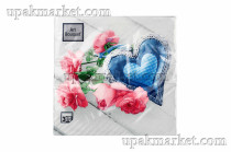 Салфетки 33х33 3 слоя "Сердечко с розами" 20шт Art Bouquet