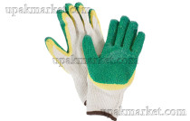 Перчатки ХБ двойная обливка зеленые (200пар)