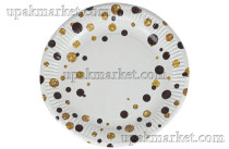 Тарелка бумажная 230мм "Горох" белый Папирус /10уп х 50шт/ 