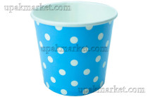 Креманка бумажная 150мл ламинированная под мороженое Горох голубой /12уп х 50шт/
