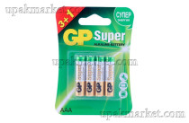 Батарейка AAA/LR3 пальчиковая Super Alkaline BL3+1 GP