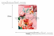 Пакет бумажный подарочный 18 х 23 х 10 Цветы с глитр. микс