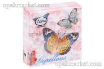Салфетки 25х25 1-слойн. ДЕСНА 40л  Бабочки и цветы