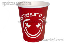 Стакан бумажный 250мл 80мм Хорошего дня красный ГН ГринПак /20уп х 50шт/ 