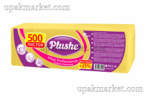 Салфетки 24х24 1 слойные 500 листов Интенсив желтые PLUSHE 