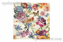 Салфетки 33х33 трехслойные Красивые цветы Кремовый фон Art Bouquet 20 шт