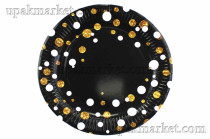 Бумажная тарелка 180мм "Горох черный" Папирус /14уп х 50шт/