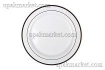 Тарелка пластиковая 190мм с каемочкой полоской золото /36уп х 6шт/