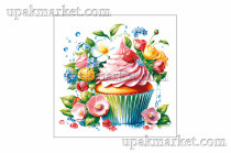 Салфетки 33х33 "Капкейк" 3-х слойные, 20 листов, PERO Prestige