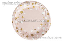 Бум тарелка Папирус д.230мм Горох розовый /10уп * 50шт/ (500шт)