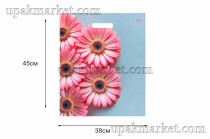 Пакет с вырубной ручкой 45х38см "Герберы Шанис" ламинированный Тико /10уп х 50шт/