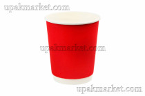 Стакан бумажный 2 слоя 0,250л 80мм ГН Красный Виридо /20уп х 20шт/ 