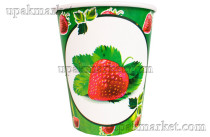 Стакан бумажный 250мл 80мм Клубничный фреш Папирус /20уп х 50шт/