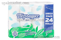 Туалетная бумага ПЕРЫШКО Light 3-х слойная, по 24 рулонов в упаковке, Классик