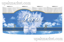 Туалетная бумага PERO WHITE 3-х слойная, по 8 рулонов в упаковке
