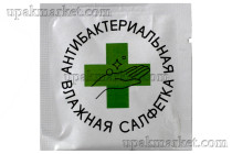 Салфетка влажная в индивидуальной упаковке Антибактериальная 135x135мм Студиопак